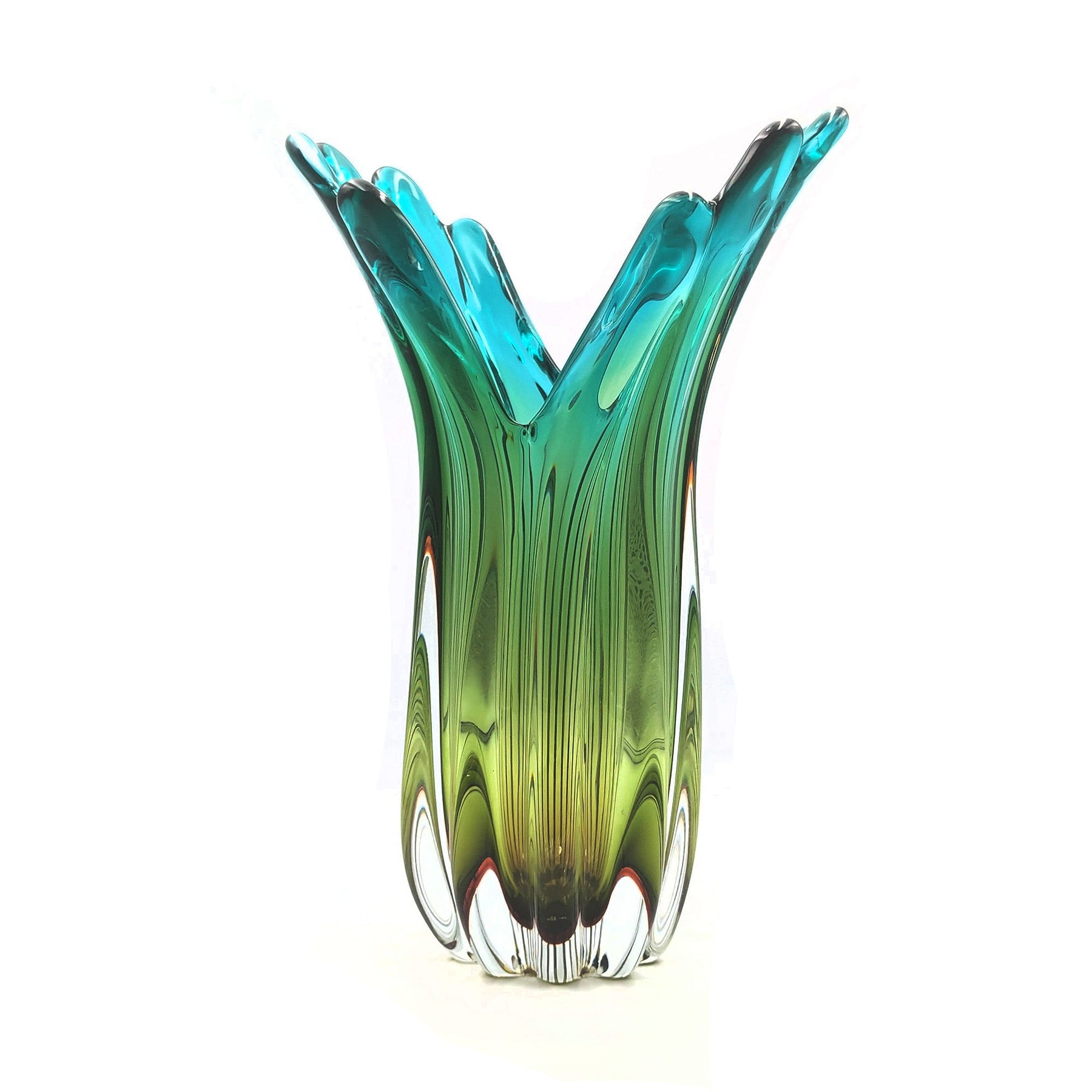 Elegant Murano Style Hand Blown Glass Vase