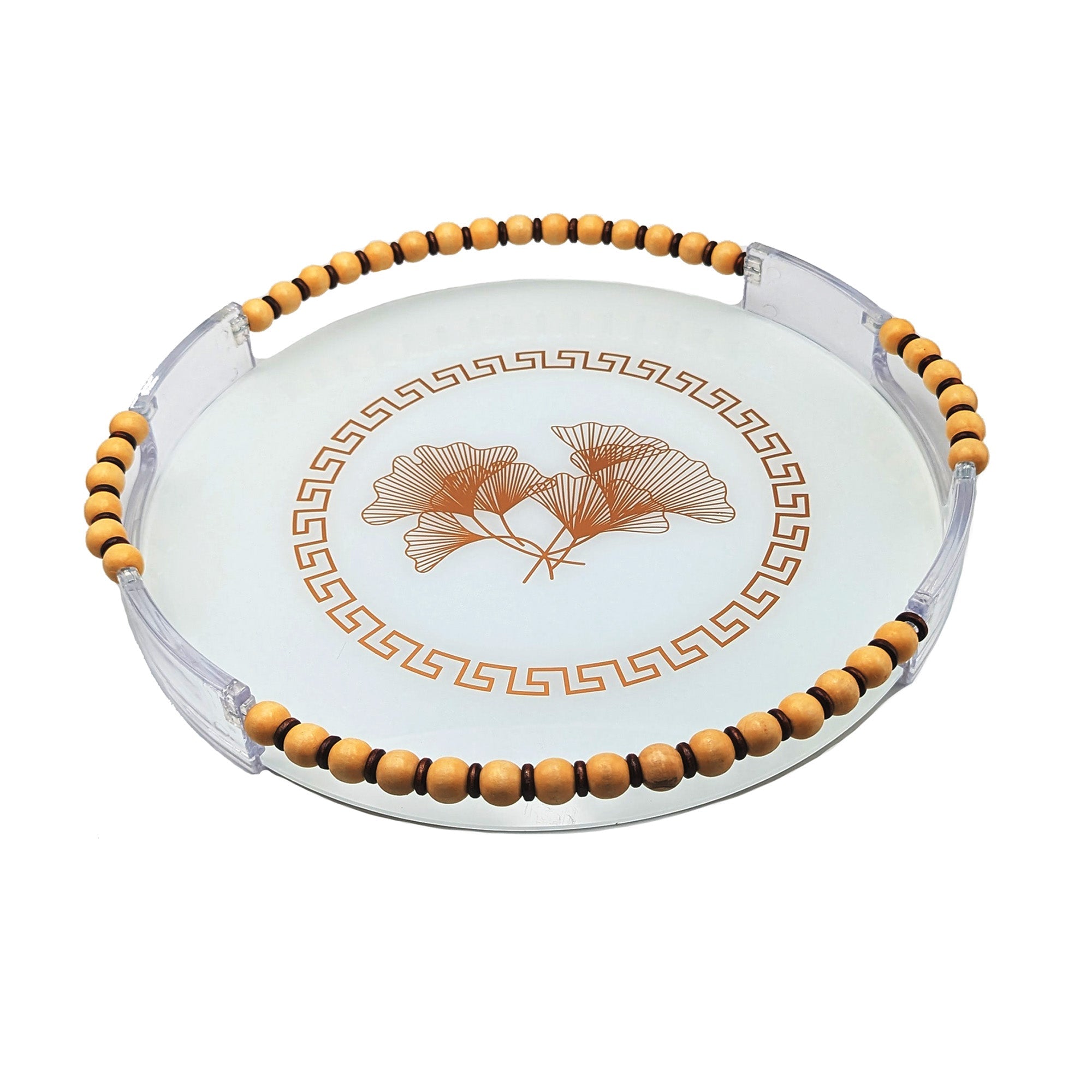 Elegant Round Serving Tray With Handles Set - 2 Trays