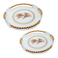 Elegant Round Serving Tray With Handles Set - 2 TraysLuxury Co