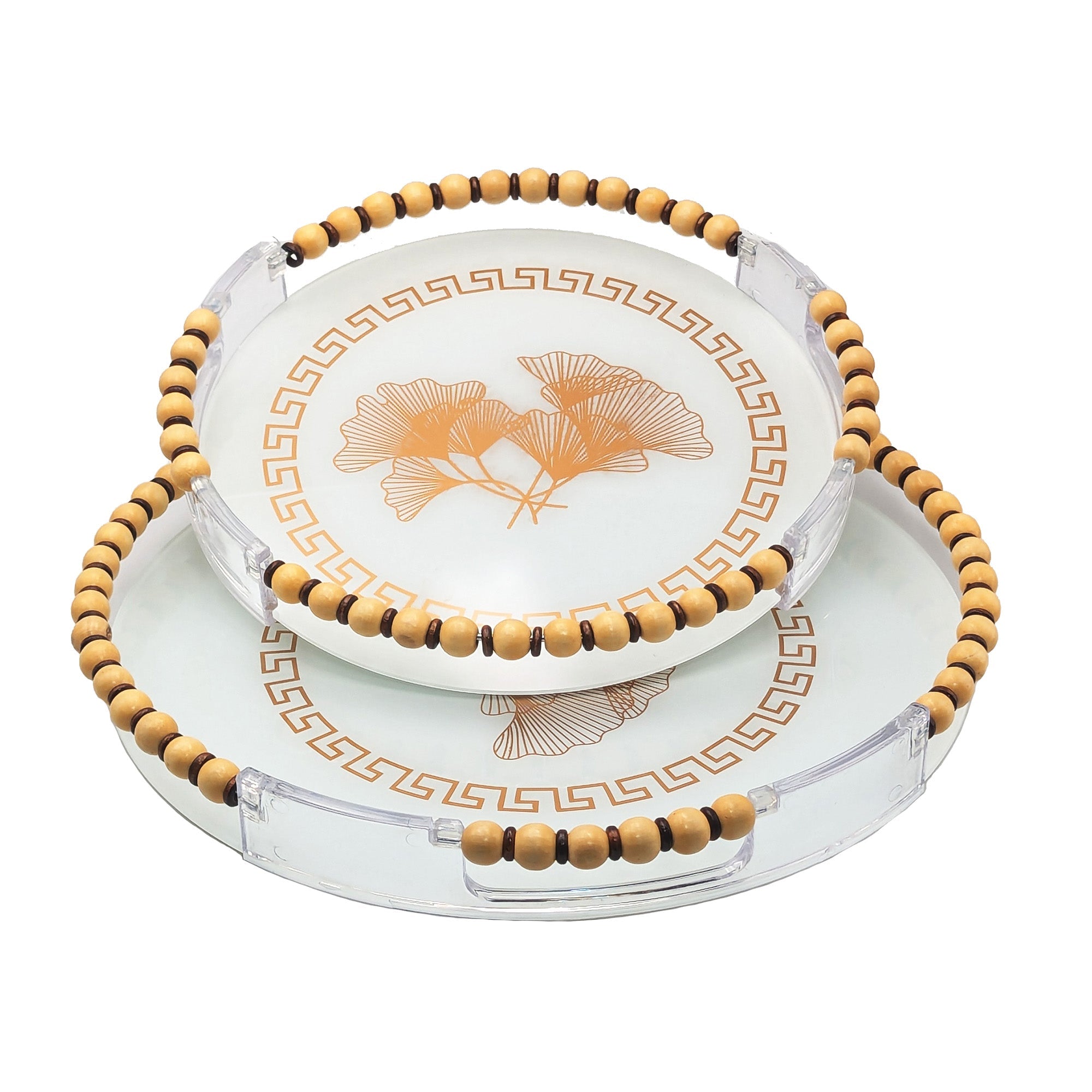 Elegant Round Serving Tray With Handles Set - 2 TraysLuxury Co