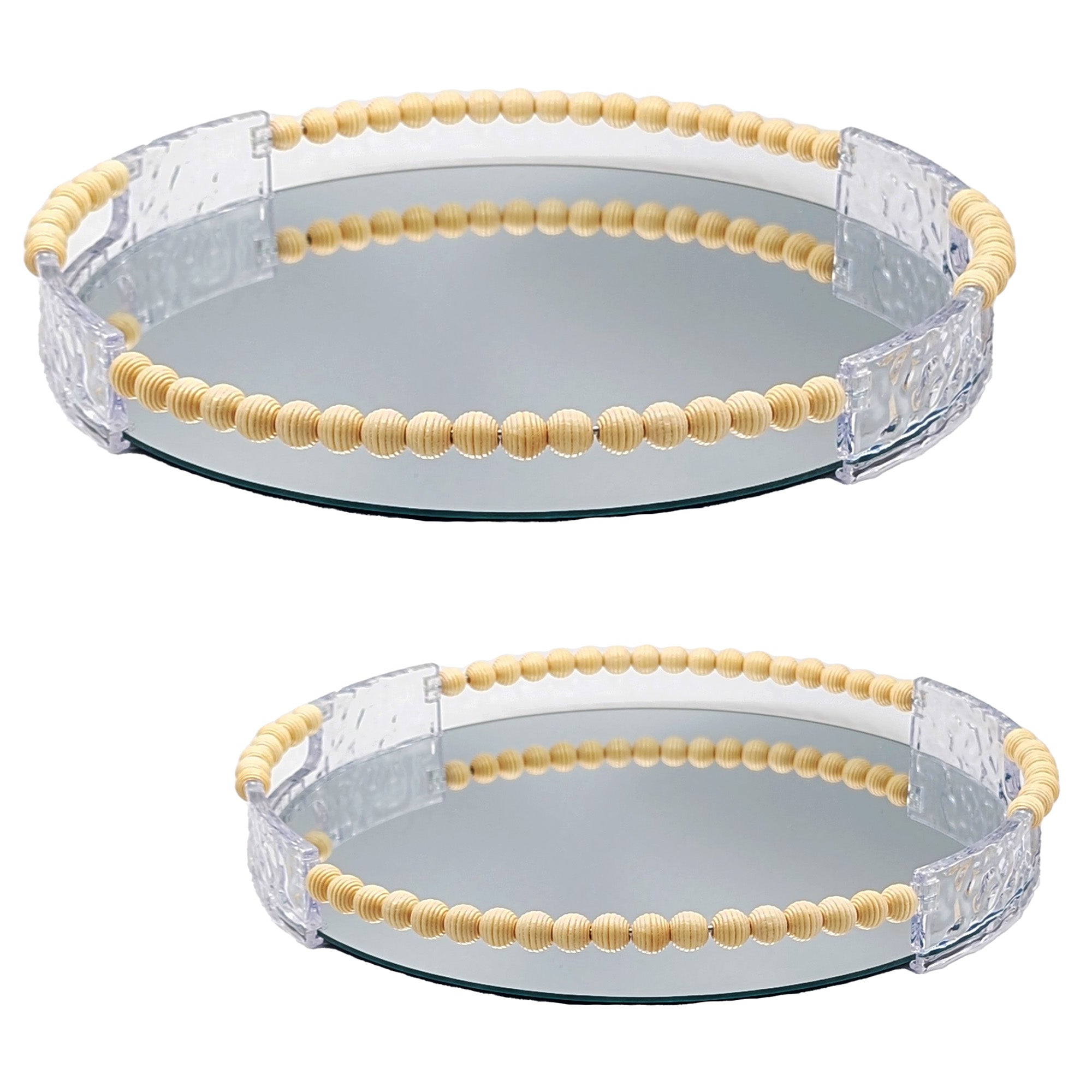 Elegant Round Vanity Mirror Tray Set - Pack of 2Luxury Co