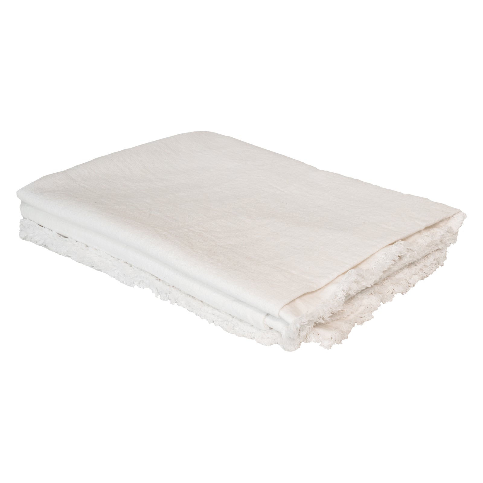 Elora White Linen Throw Cotton Blend 150x200 cm