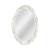 Floral White Firwood Decorative Wall Mirror Frame 42cm - Luxury Co