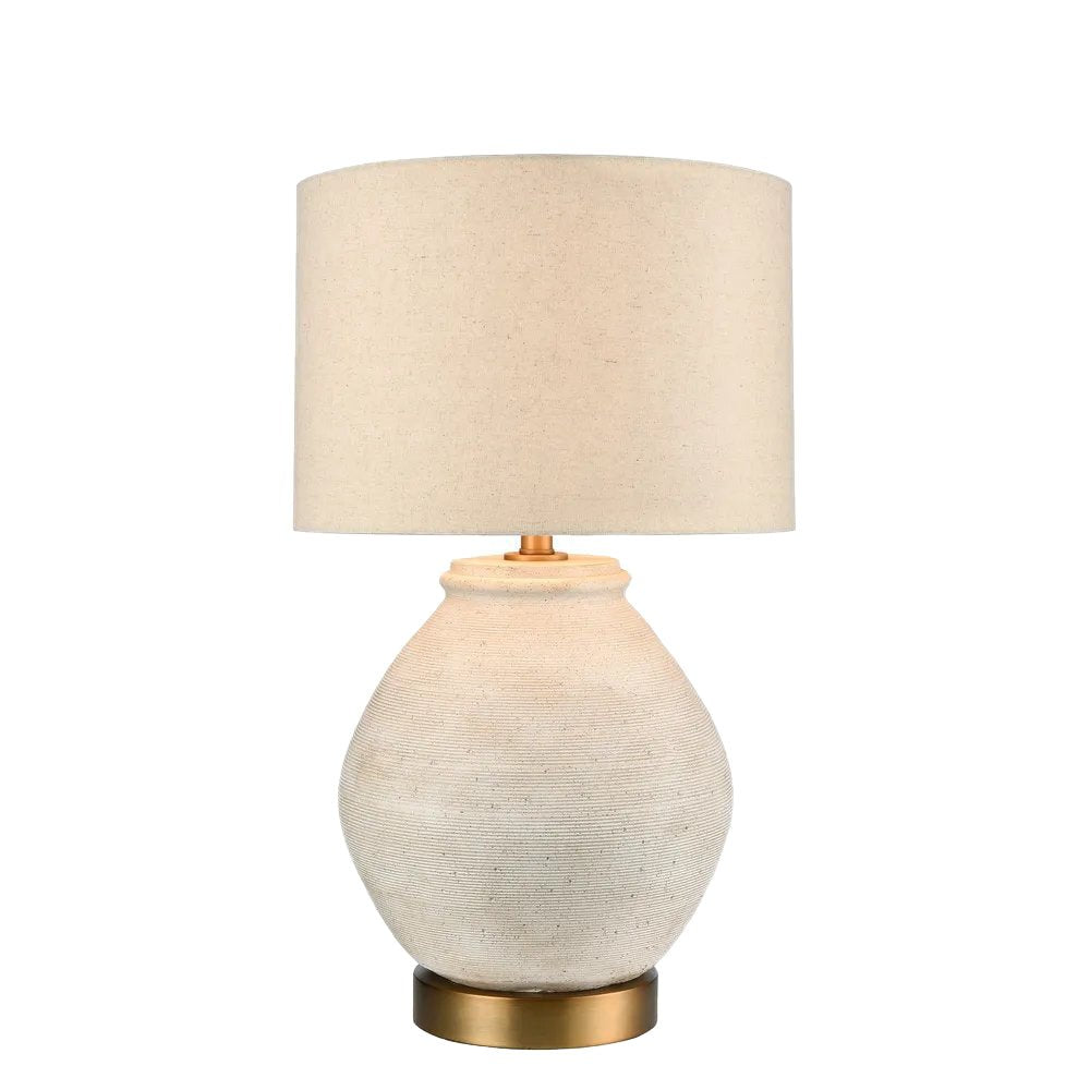 Forbes White Sandstone Table Lamp Linen Shade 66cm