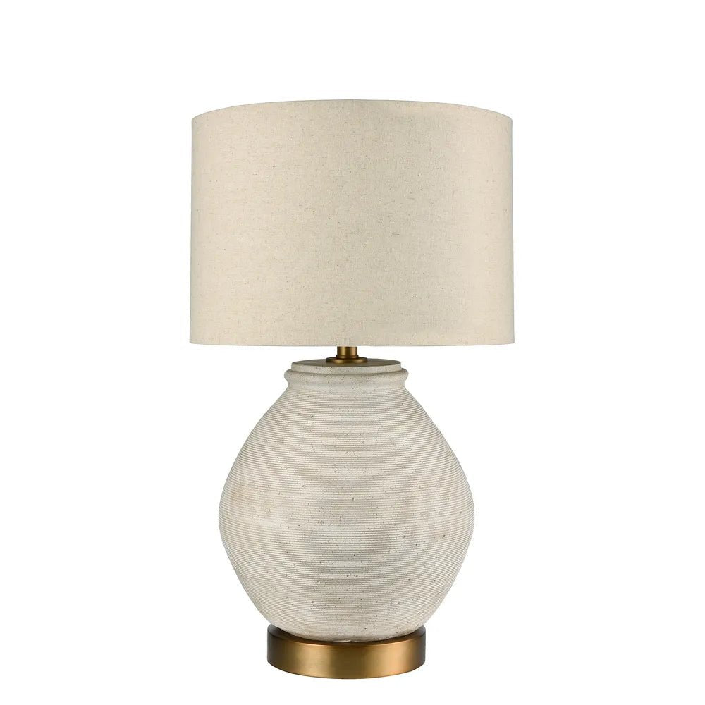 Forbes White Sandstone Table Lamp Linen Shade 66cm