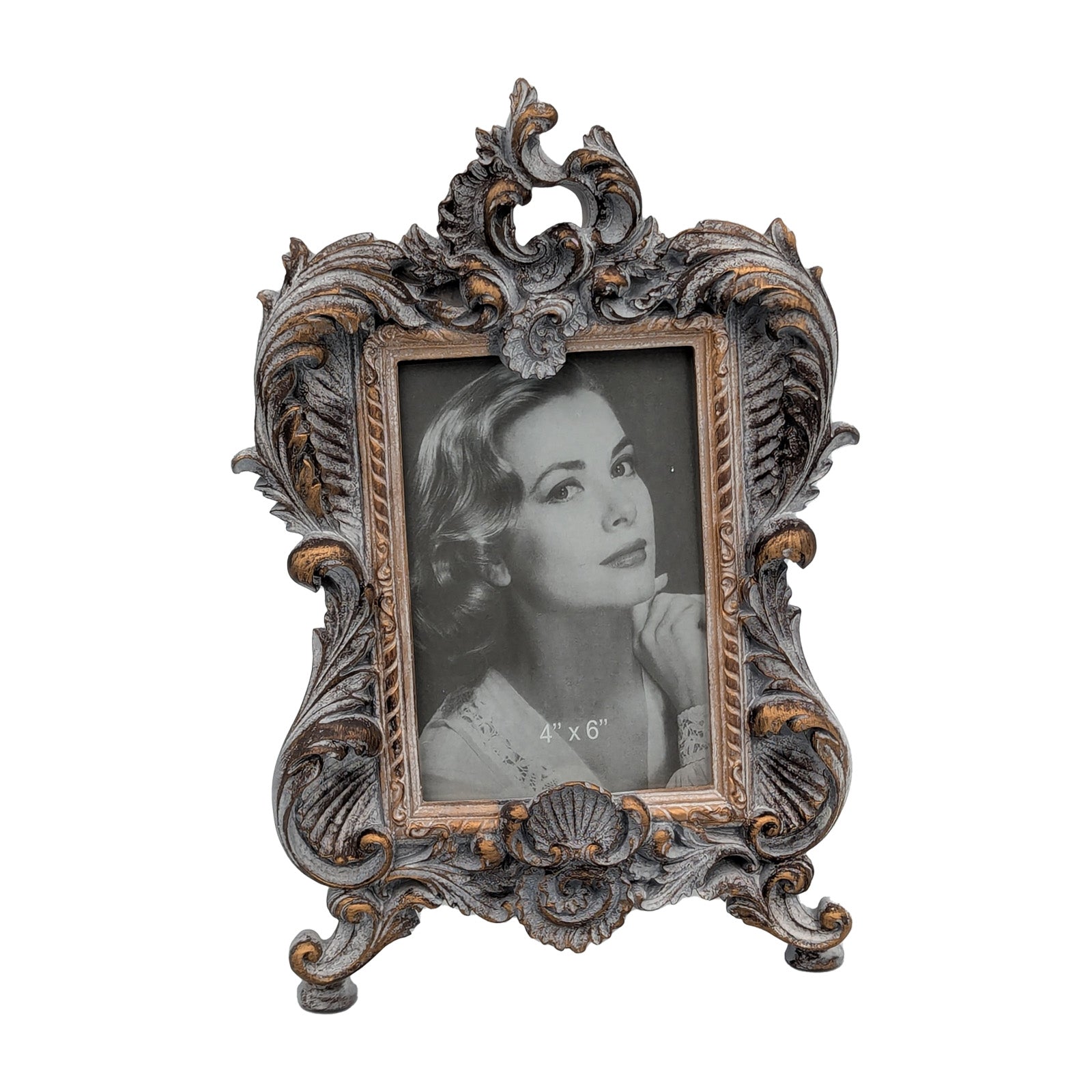 French Baroque Photo Frame - Vintage Gold & Grey