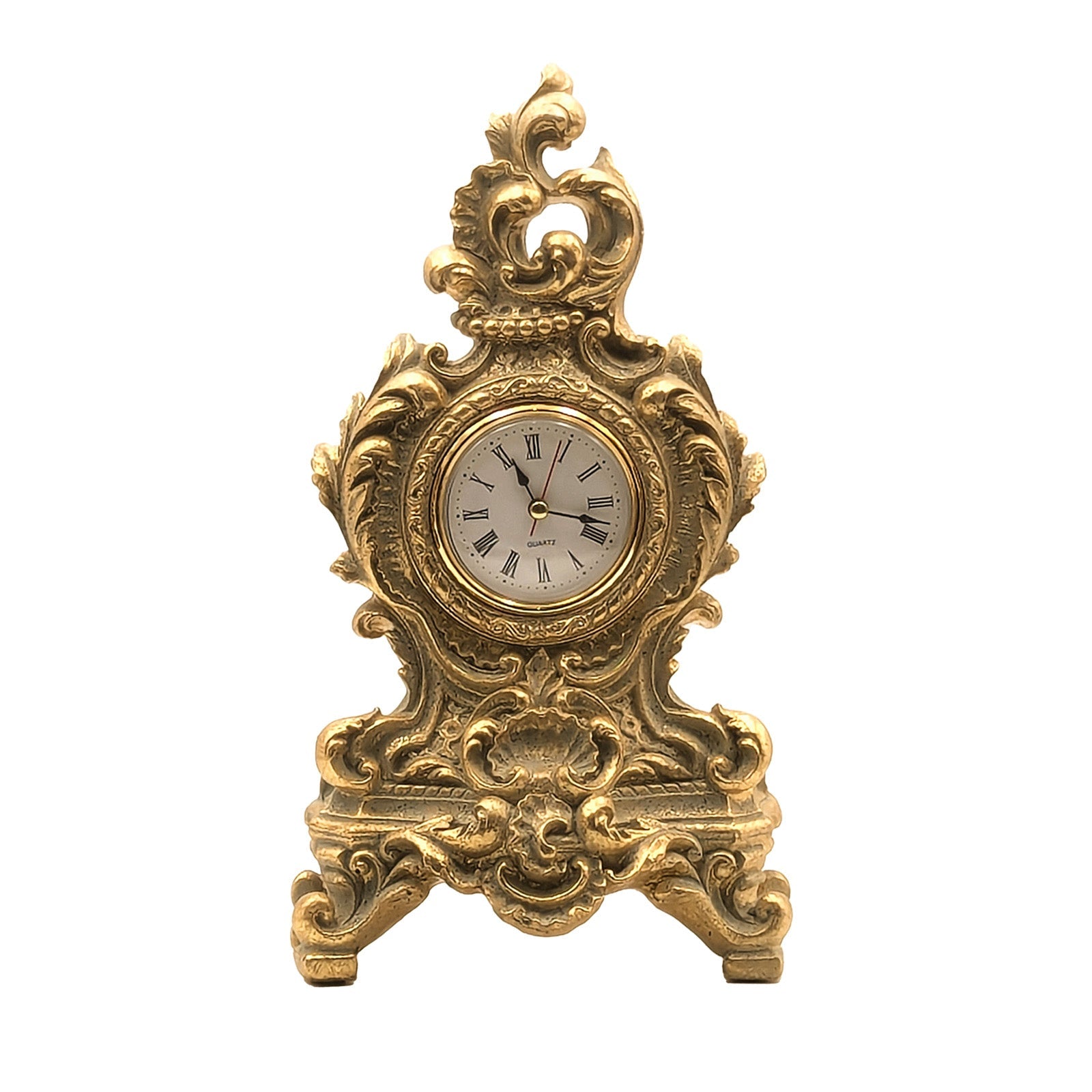 French Country Mantel Clock Rustic Gold