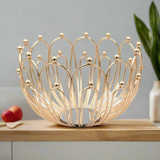 Luxe Gold Fruit Bowl Metal - 25cm 