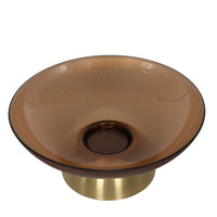 Gable Glass Footed Bowl Large Brown Glass/Brass - Luxury Co