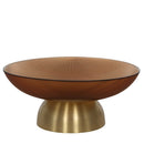 Gable Glass Footed Bowl Large Brown Glass/Brass - Luxury Co