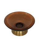 Gable Glass Footed Bowl Small Brown Glass/Brass - Luxury Co