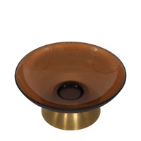 Gable Glass Footed Bowl Small Brown Glass/Brass - Luxury Co