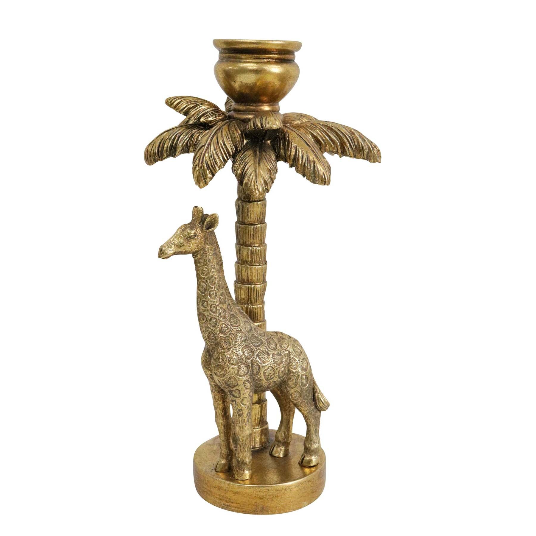 Giraffe Palm Candle Holder - Exotic Resin Decor Piece