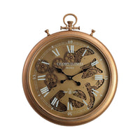 Gold Chronograph Metal Wall Clock with Moving Gears 62cm - Luxury Co