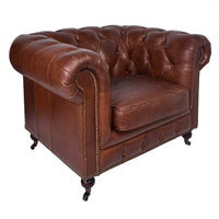 Hampton Court Aged Leather - Chesterfield ArmchairLuxury Co