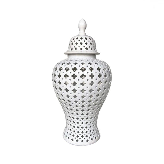 Hampton Style Lace Ginger Jar White 46cmLuxury Co