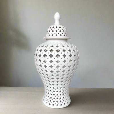 White Hamptons Lace Ginger Jar