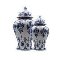 Hand - Painted Floral Ginger Jar Set - Blue & WhiteLuxury Co