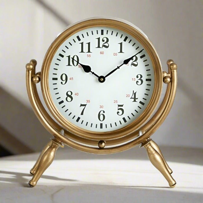 Hayden Gold Angled Legs Table Clock 34cm - Luxury Co