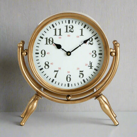 Hayden Gold Angled Legs Table Clock 34cm - Luxury Co