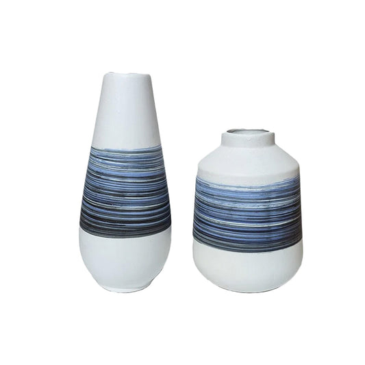 Hayes Ceramic Flower Boho Vase Set Blue & WhiteLuxury Co