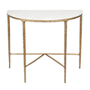 Heston Marble Half Moon Console Table Brass - 90cm - Luxury Co