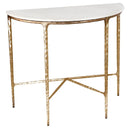 Heston Marble Half Moon Console Table Brass - 90cm - Luxury Co