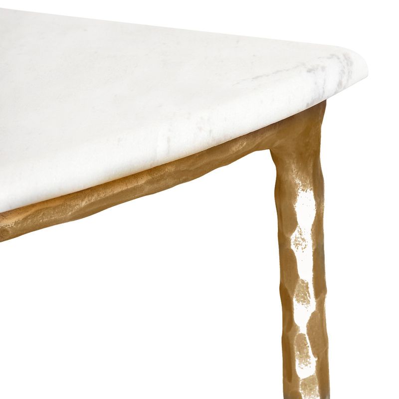 Heston Marble Half Moon Console Table Brass - 90cm - Luxury Co