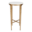 Heston Marble Petite Modern Brass Table - Luxury Co