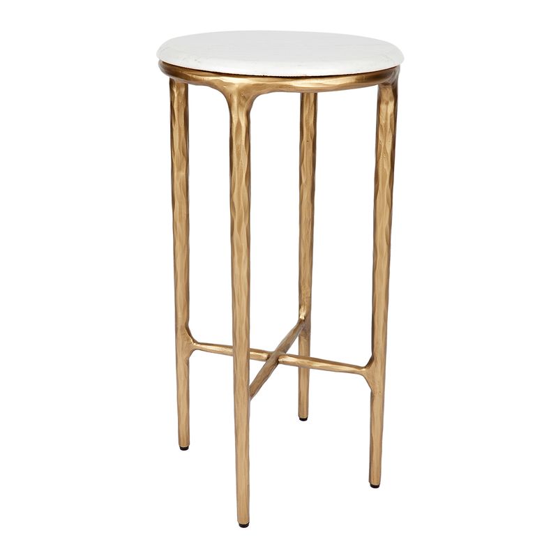 Heston Marble Petite Modern Brass Table - Luxury Co