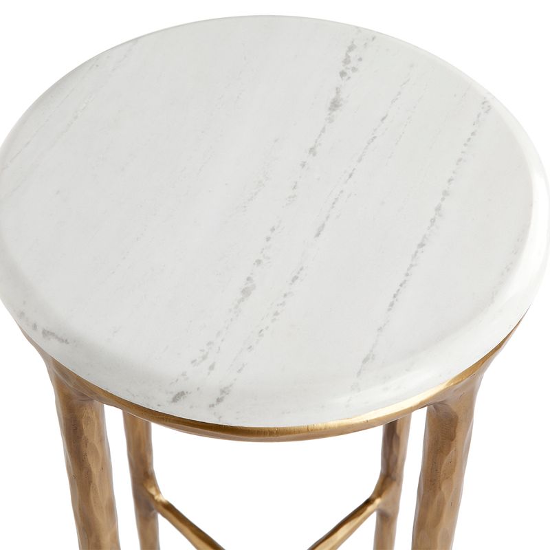 Heston Marble Petite Modern Brass Table - Luxury Co