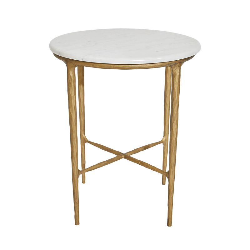 Heston Marble Round Modern Brass Table - 45cm