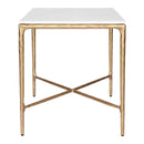 Heston Marble Square Modern Brass Side Table - 50cm - Luxury Co