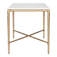 Heston Marble Square Modern Brass Side Table - 50cm - Luxury Co