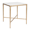 Heston Marble Square Modern Brass Side Table - 50cm - Luxury Co