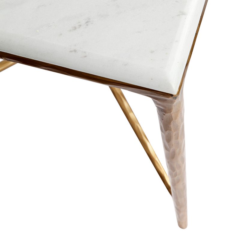 Heston Marble Square Modern Brass Side Table - 50cm - Luxury Co