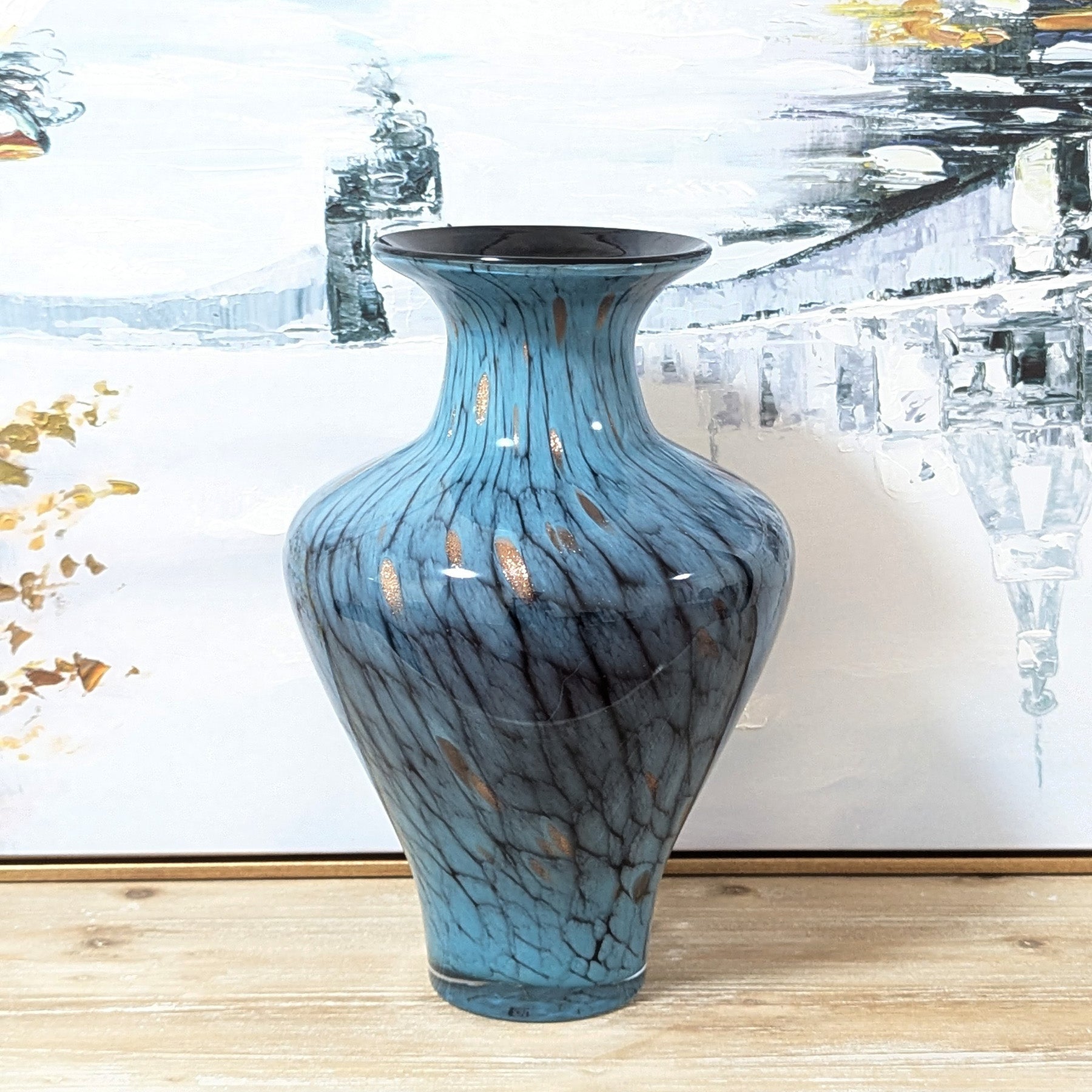 High-End Glaze Vase - Green, Gold, & Black