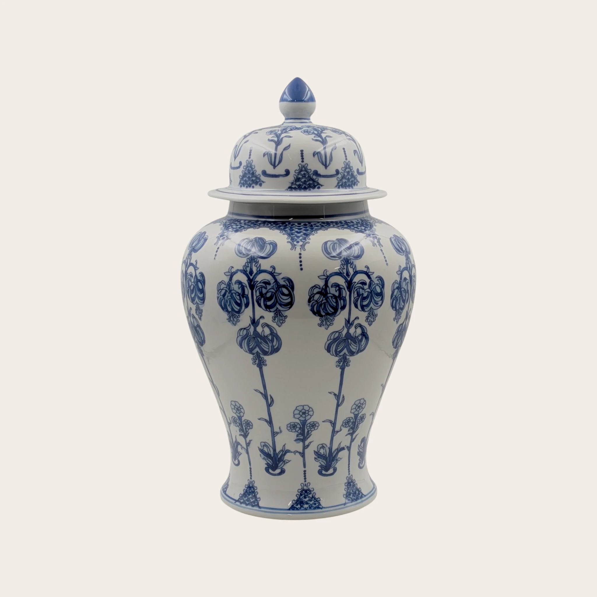 Classic Blue and White Ginger Jar - Floral