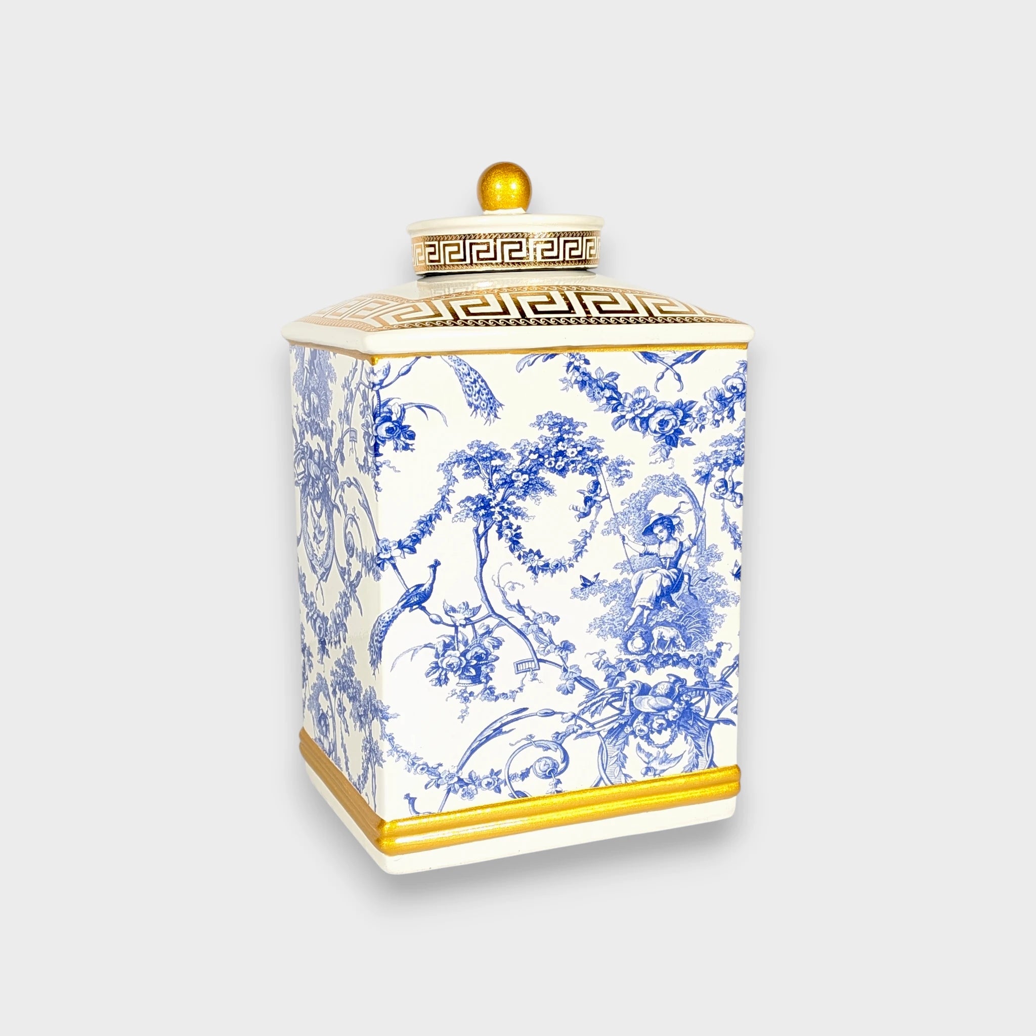 French Toile Blue and White Ceramic Ginger Jar - 32cm