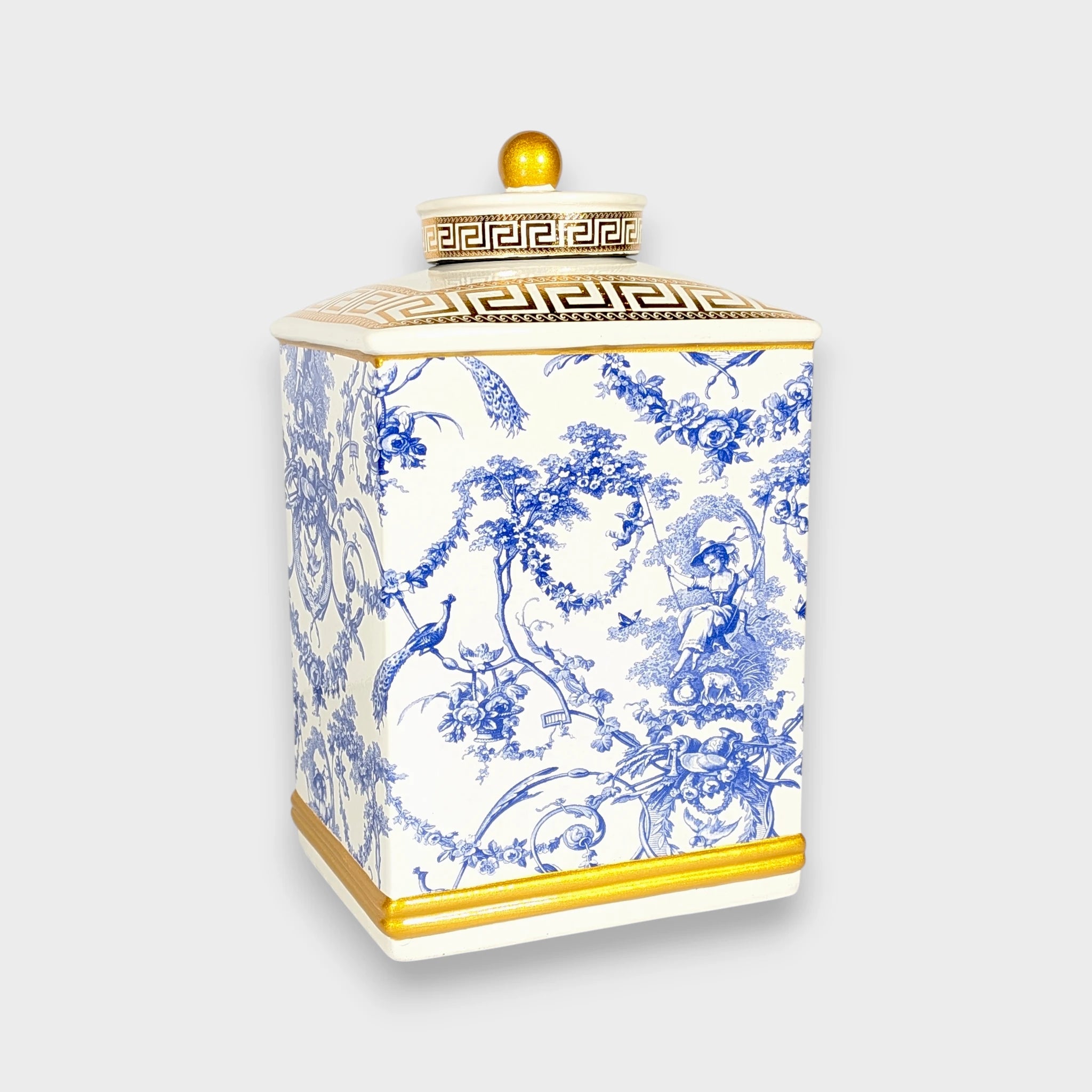 French Toile Blue and White Ceramic Ginger Jar - 38cm