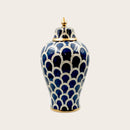 Navy Blue Fish Scale Ceramic Ginger Jar - 36cm