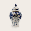 Navy Blue and White Porcelain Ginger Jar - 39cm - Floral