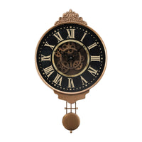 Kent Pendulum Exposed Gear Movement Wall Clock - Gold w/Black - Luxury Co