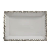 Large Platter Paisley Decorative Rectangular Tray - White - Luxury Co