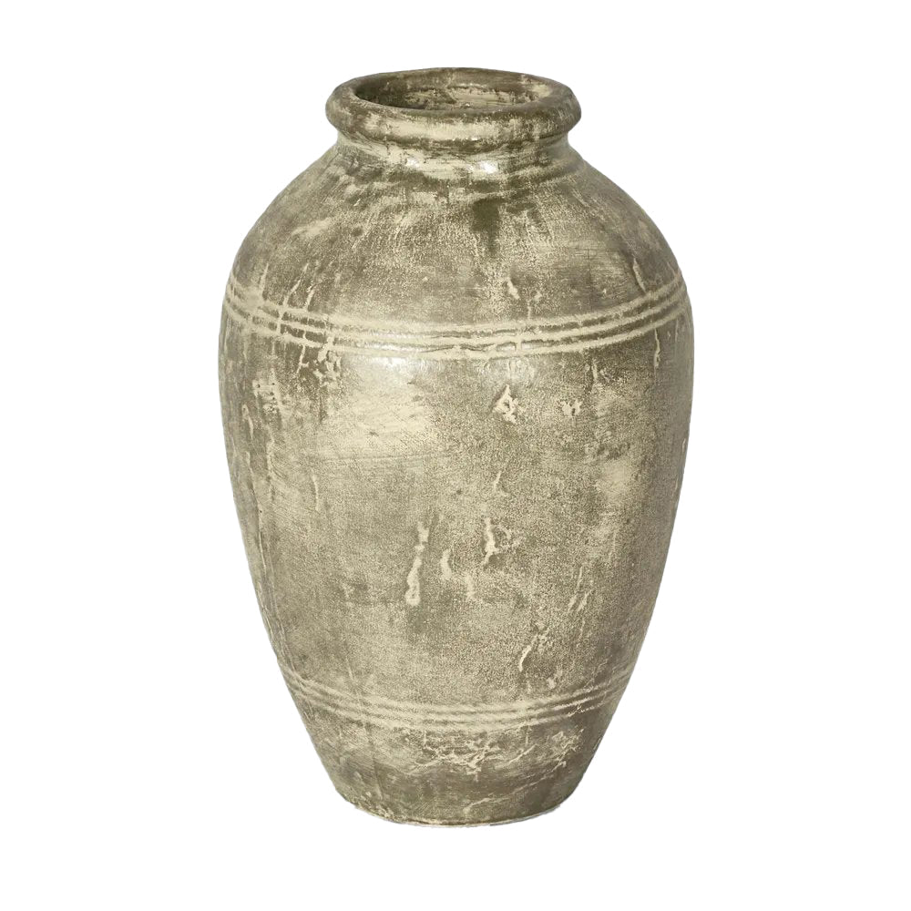 Leo Tall Grey Terracotta Urn Elegant Decorative Accent