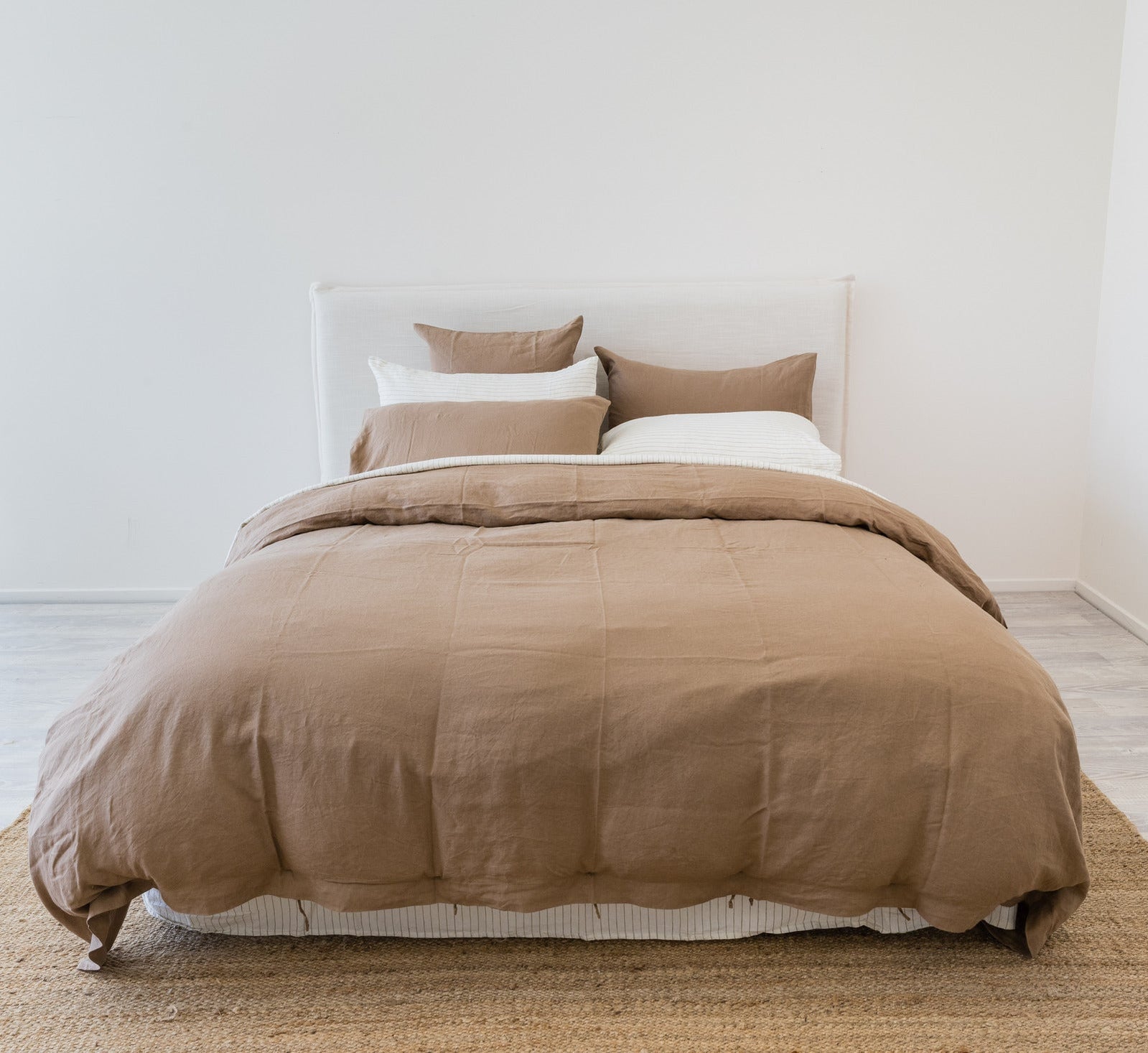 Linen Doona Quilt Cover Set Chestnut - King & Queen