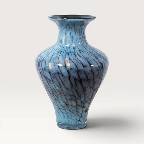 Modern Blue Glaze Glass Vase - 37cm