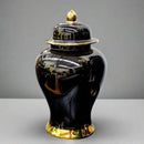 Luxury Ceramic Ginger Jar Gold/Black 37cm - Luxury Co