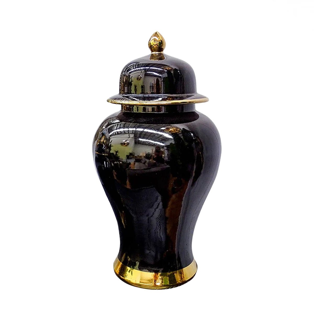 Luxury Ceramic Ginger Jar Gold/Black 37cm