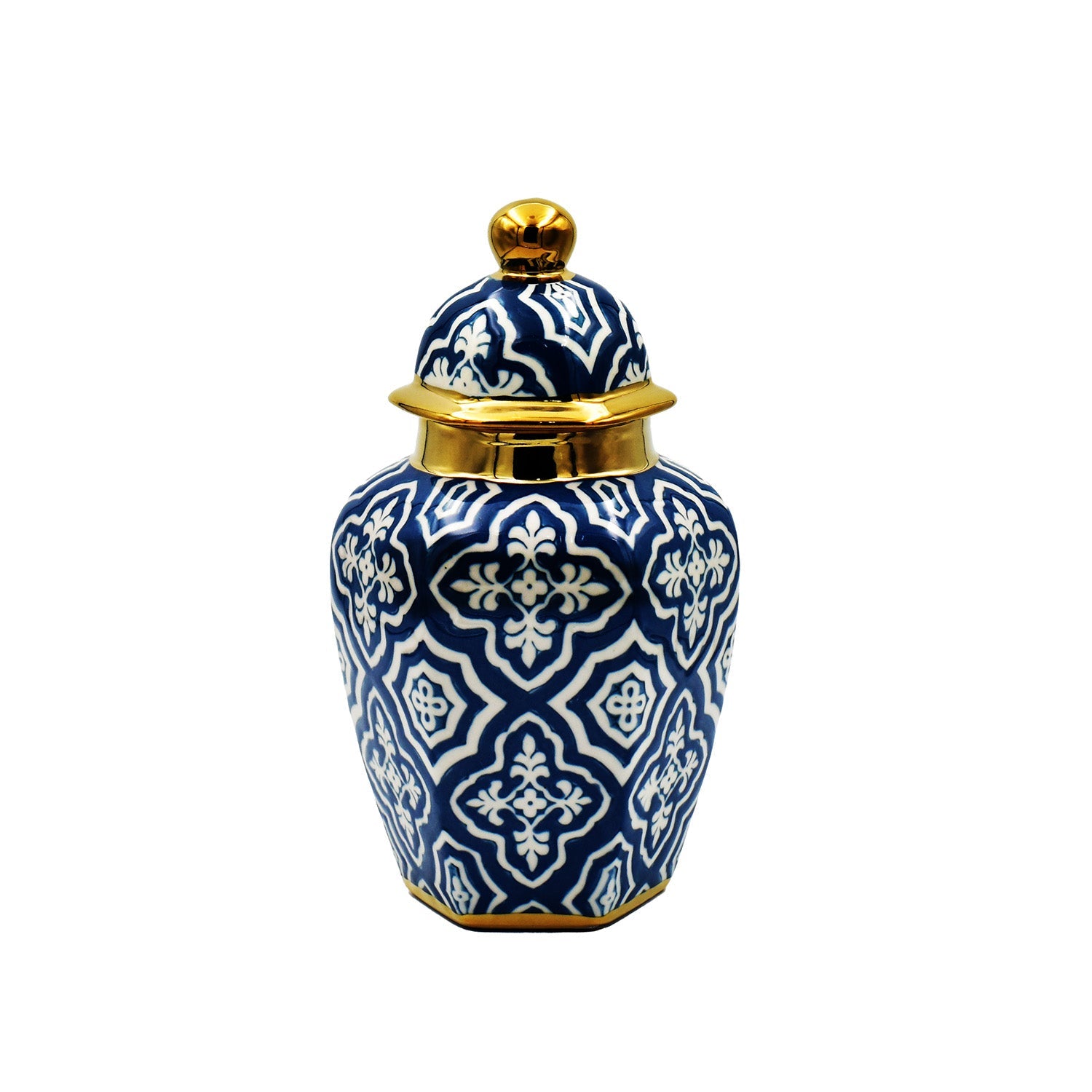 Belle Tangier Ceramic Ginger Jar, Navy & Gold